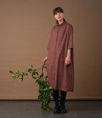 Maitlandmeg Svala Rust-Colored Windowpane Shirt Dress