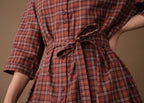 Maitlandmeg Svala Rust-Colored Windowpane Shirt Dress