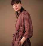 Maitlandmeg Svala Rust-Colored Windowpane Shirt Dress
