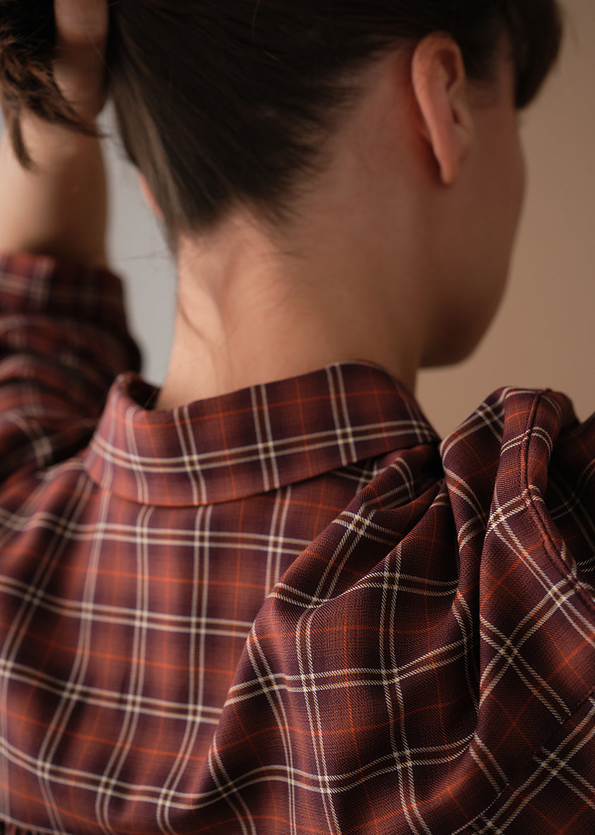 Maitlandmeg Svala Rust-Colored Windowpane Shirt Dress